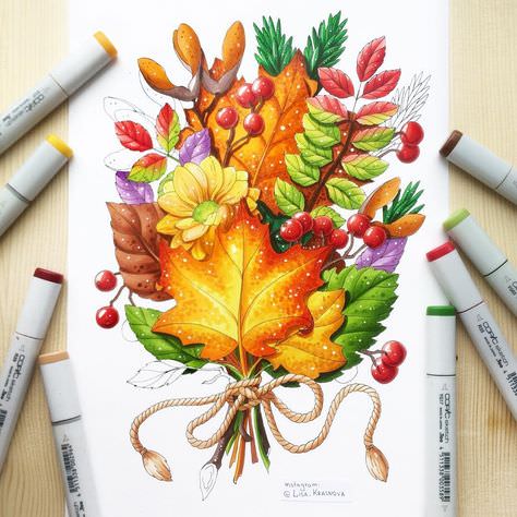 Малюнки для срисовки в скетчбук осінь (23 фото)